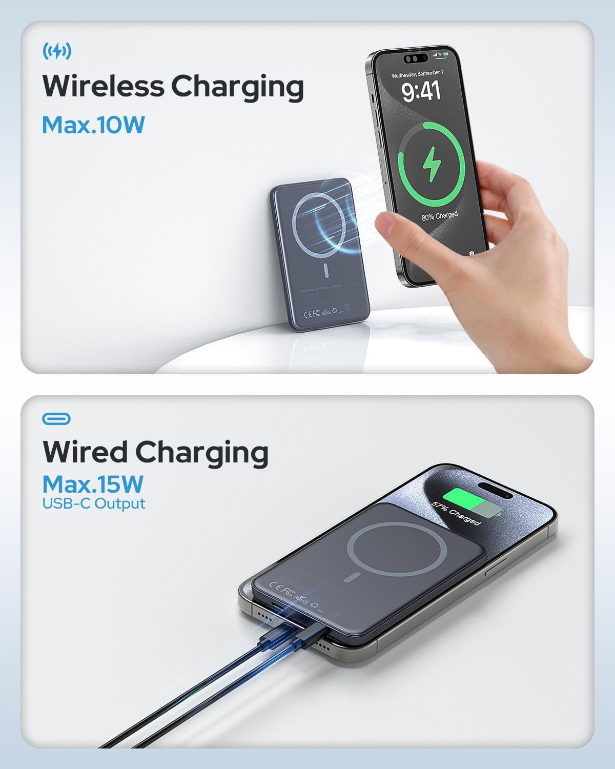 MagSafe Powerbank 5000mAh – Trådløs & Magnetisk (Ultratynn)
