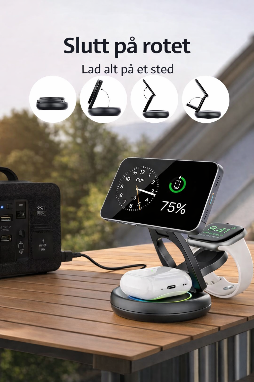 3-i-1 MagSafe lader i solid metall
